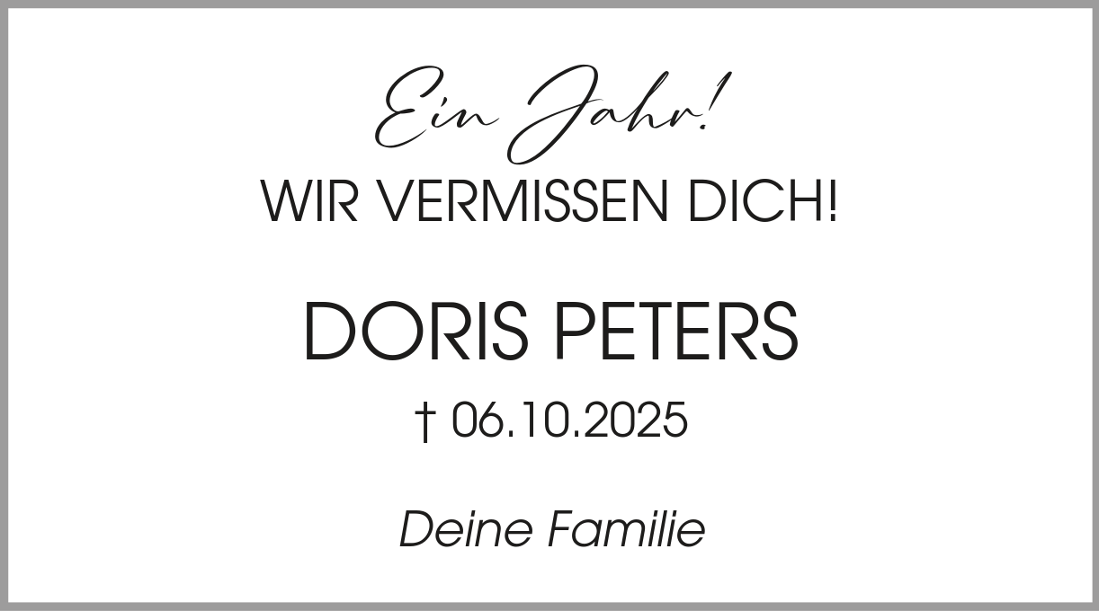 Traueranzeige Doris Peters