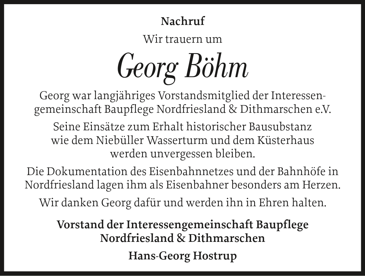 Traueranzeige Georg Böhm