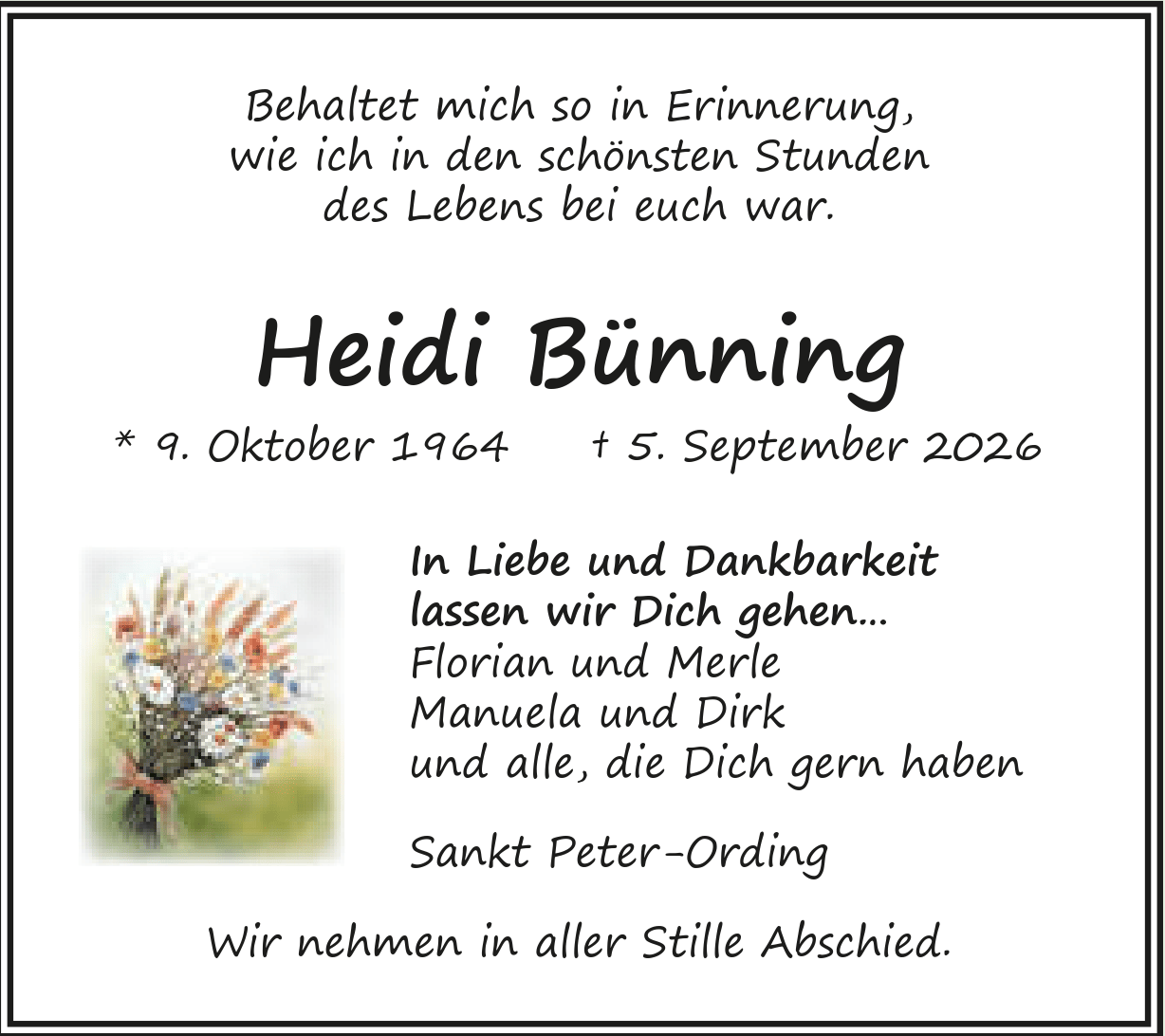 Traueranzeige Heidi Bünning