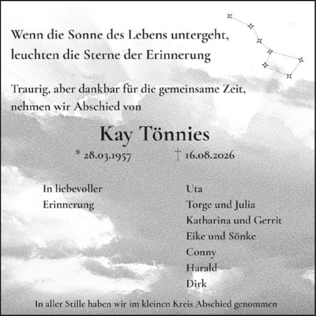 Traueranzeige Kay Tönnies
