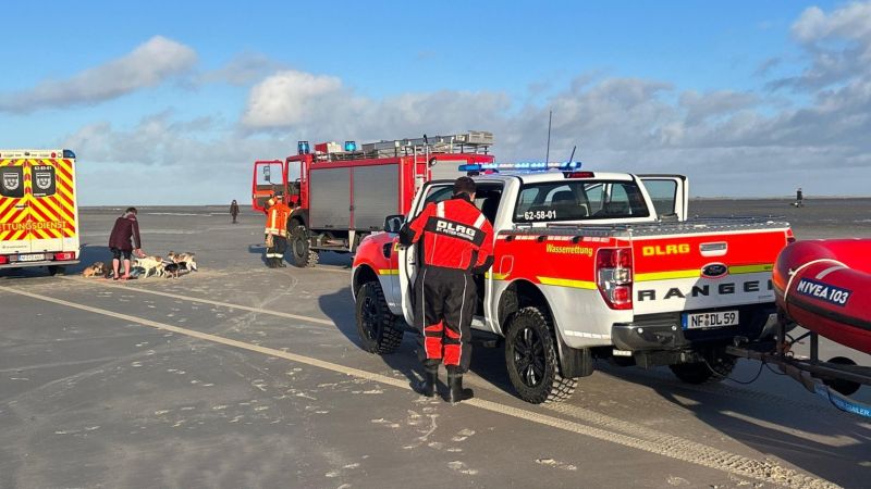 DLRG, Feuerwehr, Rettungsdienst und Polizei alarmiert